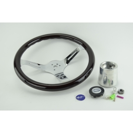 Steering Wheel Kit, 31mm Wood Grip, 15 Diameter, 3 Dish
