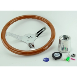 Steering Wheel Kit, 31mm Wood Grim, 15 Diameter, 3 Dish