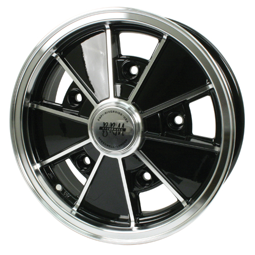 Brm Wheel, Black with Polished Lip, 5 Wide, 5 on 205mm VW