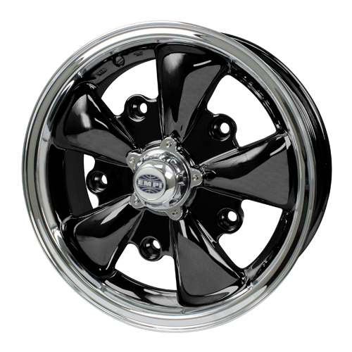 Gt-5 Wheel, Black with Polished Lip, 5.5 Wide, 5 on 205mm