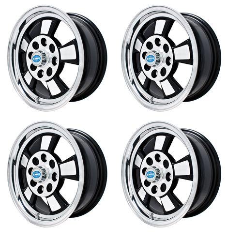 Riviera Wheels Black with Polished Lip, 5.5 Wide 4 on 130mm