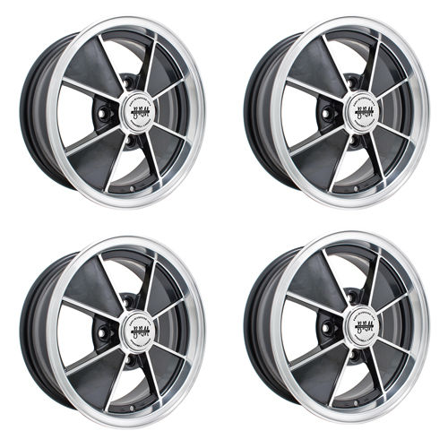 Brm Wheels Black with Polished Lip, 4.5 Wide, 4 on 130mm VW