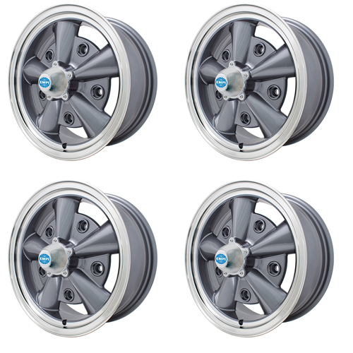 5 Rib Wheels Grey, 5.5 Wide, Fits 5 on 205mm VW
