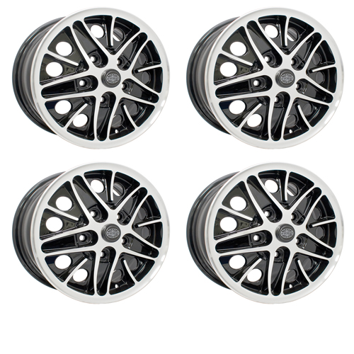 Cosmo Wheels, Gloss Black with Polished Lip 5 On 130mm 5-1/2