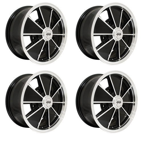Brm Wheels Black with Polished Lip, 5 Wide, 5 on 205mm VW