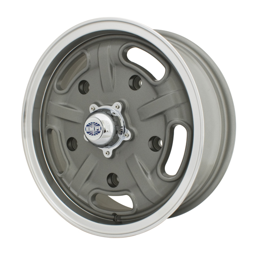 Corsa Wheel, Grey with Polished Lip, 5.5 Wide, 5 on 205mm