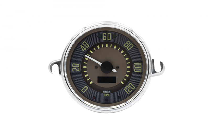 115mm Speedometer 0-120 MPH Brown Dial Chrome Bezel Type 2