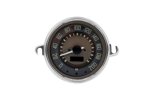 115mm Speedometer 0-200 KMH Brown Dial Chrome Bezel Type 2