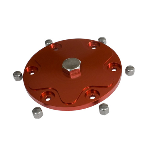 Billet Aluminum Oil Sump Drain Plate, with Plug Red