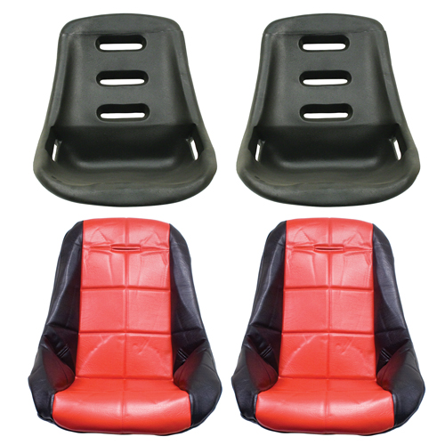 Low Back Poly Seat Shells, With Black & Red Seat Cover