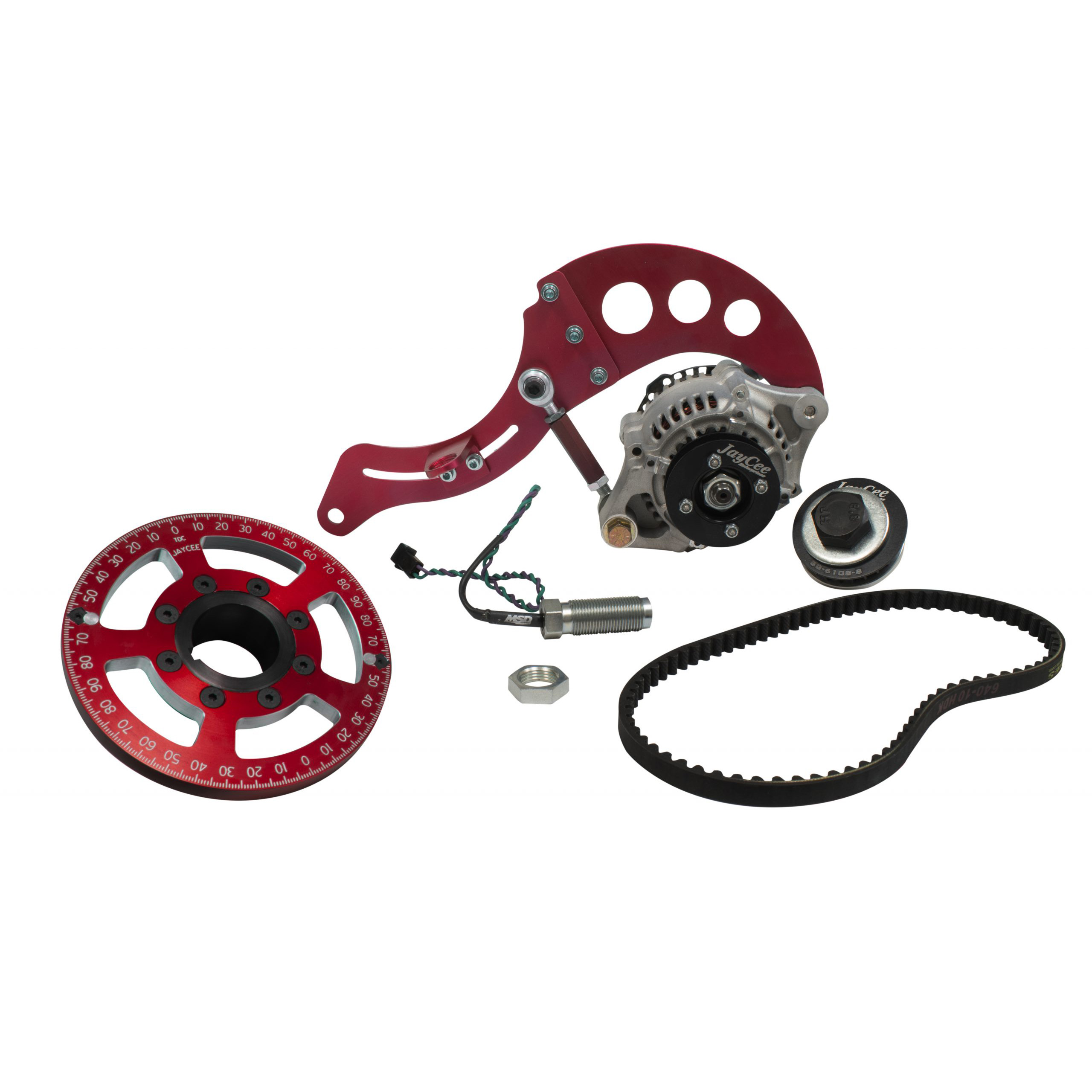 JayCee Racing Alternator & Crank Trigger, Red VW Beetle, VW Bug, Dunebuggy, VW parts, VW Beetle