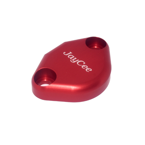 JayCee Low Profile Billet Fuel Pump Block Off, Red