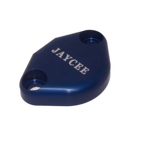 JayCee Low Profile Billet Fuel Pump Block Off, Blue