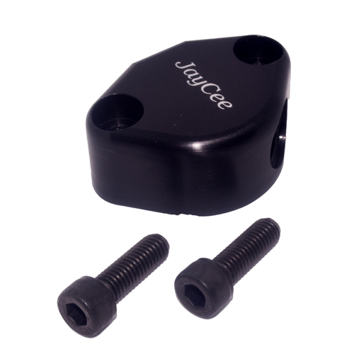 JayCee Billet Fuel Pump Block Off, with Breather, Black