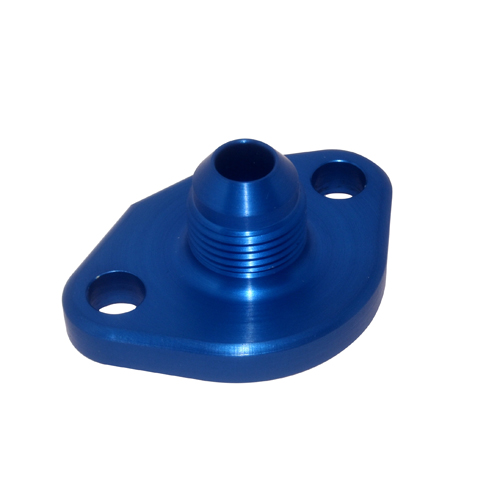 JayCee Billet Fuel Pump Block Off, with -8 Breather, Blue