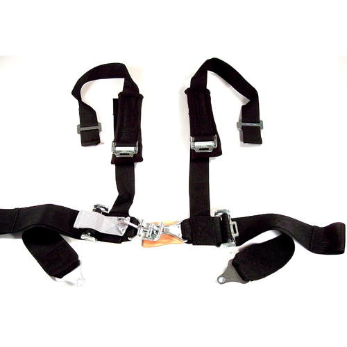 Seat Belt, 2 Shoulder with Pad, 3 Lap, Duck Bill, Black