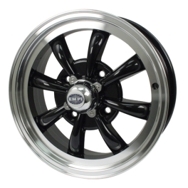 Gt-8 Wheel, Black with Polished Lip, 5.5 Wide, 4 on 130mm