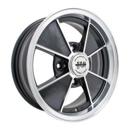 Brm Wheel, Black with Polished Lip, 5.5 Wide, 4 on 130mm VW