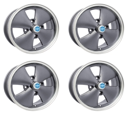4 Spoke Wheels Grey Finish, 5.5 Wide, Fits 4 on 130mm VW