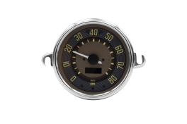 115mm Speedometer 0-80 MPH, Brown Dial Chrome Bezel Type 2