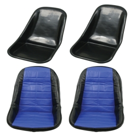 Low Back Seat Shells, Impact Plastic with Blue Covers Pair