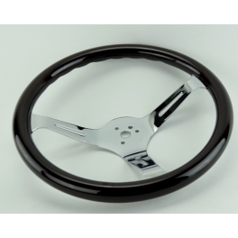 Steering Wheel, 31mm Wood Grip, 15 Diameter, 3 Dish, Dark