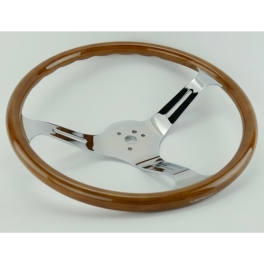 Steering Wheel, 23mm Wood Grip, 15 Diameter, 3 Dish, Light