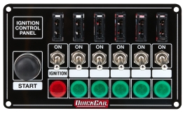 QUICKCAR RACING PRODUCTS QRP50-864 Black Plate, 6 Switches & 1 Button Fused & Lit. 50-864