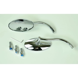 Side Mirror, Harley Style, Aluminum Bolt On, Pair