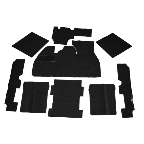 Carpet Kit, 9 Piece with Footrest, for Beetle 73-77, Black