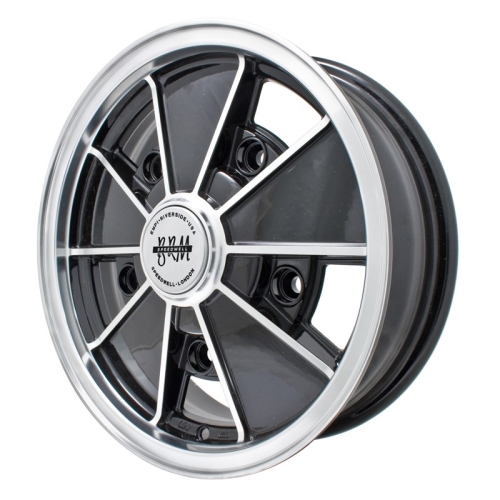 Brm Wheel, Black with Polished Lip, 5 Wide, 5 on 205mm VW