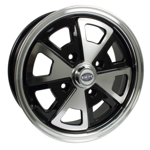 914 Alloy Wheel, 5-1/2 Wide, Black & Polished, 4 on 130mm