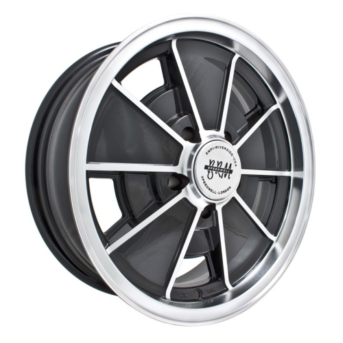 Brm Wheel, Black with Polished Lip, 5.5 Wide, 5 on 112mm VW