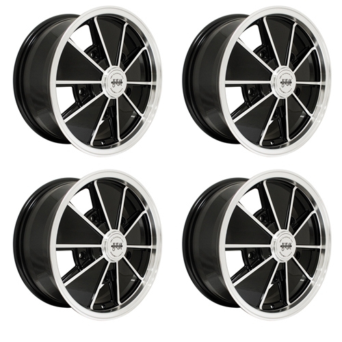 Brm Wheels Black with Polished Lip, 6.5 Wide, 5 on 205mm VW