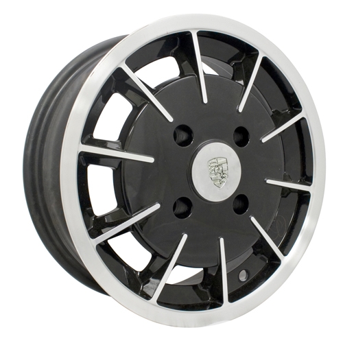 Gasser Wheel, Black with Polished Lip, 5.5 Wide, 5 on 112mm