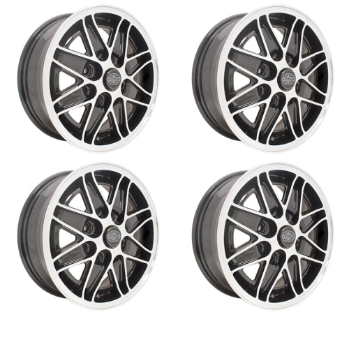 Cosmo Wheels Gloss Black with Polished Lip 4 on 130mm 5-1/2