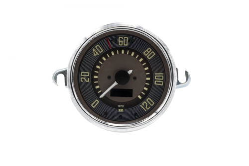 115mm Speedometer 0-120 KMH Brown Dial Chrome Bezel Type 2