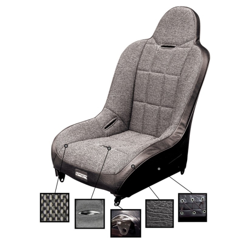 Off-Road Suspension Seat, Black Vinyl with Black Fabric