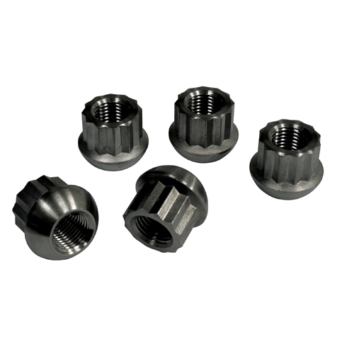 Alloy Lug Nuts, Black 14mm - 1.5, 12 Point Ball Seat