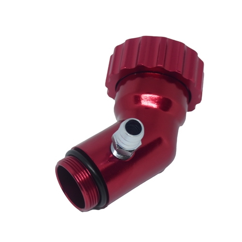 Angled Oil Filler Extension, With Grooved Cap, Red