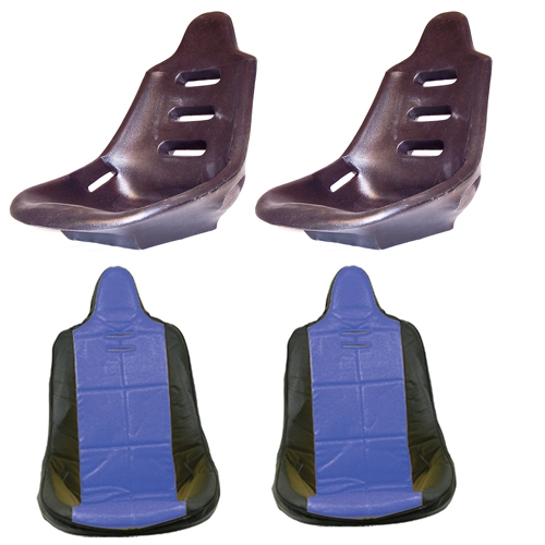 High Back Poly Seat Shells, With Blue Covers
