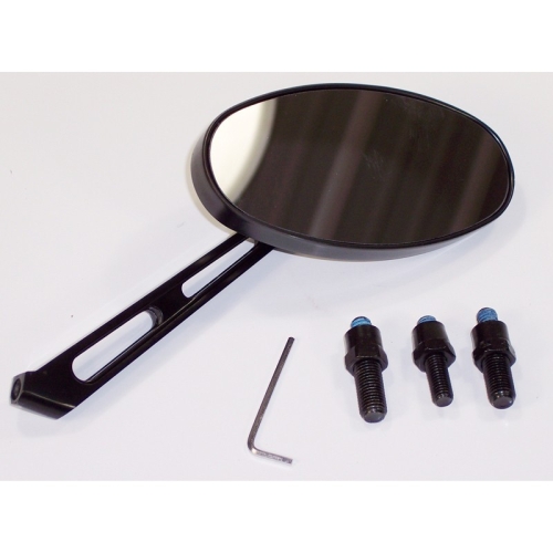Side Mirror, Oval Left Or Right, Black Bolt On, Each