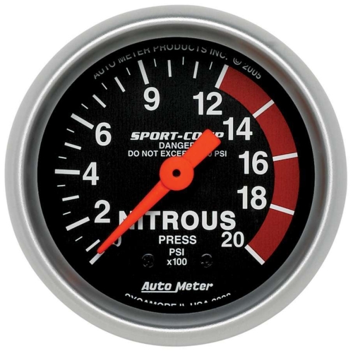 2-1/16 Sport-Comp, Nitrous Pre ssure Gauge, 2000 PSI