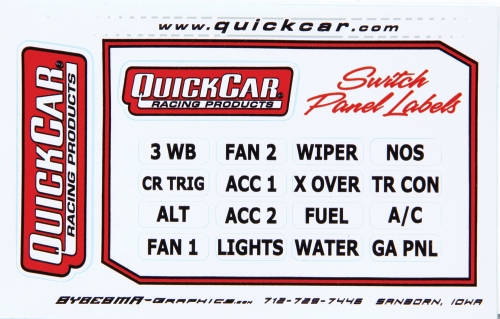 QUICKCAR RACING PRODUCTS QRP50-004 Small Labels for Switch Panels 50-004