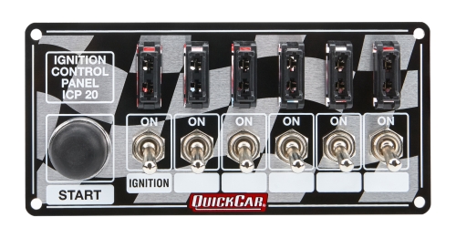QUICKCAR RACING PRODUCTS QRP50-163 Flag Plate, 6 Switches & 1 Button, Fused 50-163