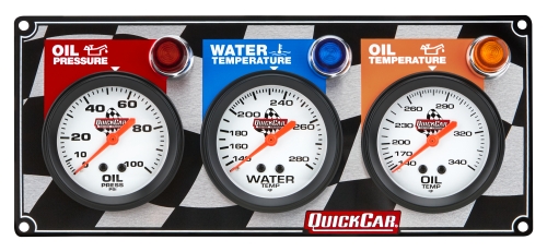 QUICKCAR RACING PRODUCTS QRP61-6011 Flag 3 Gauge Panel OP/WT/OT 61-6011