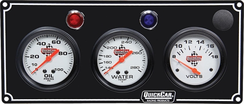 QUICKCAR RACING PRODUCTS QRP61-6717 Black 3 Gauge Panel OP/WT/VT 61-6717