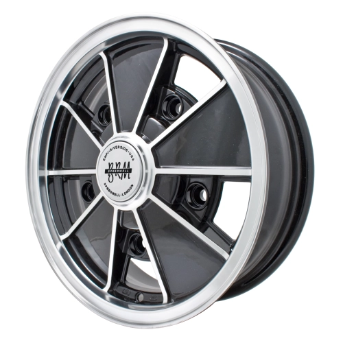 Brm Wheel, Black with Polished Lip, 6.5 Wide, 5 on 205mm VW