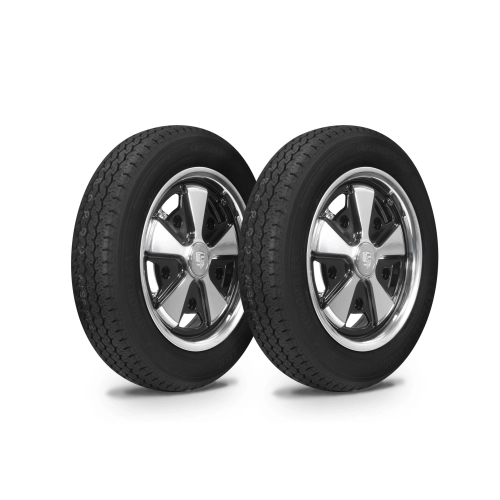 EMPI 10-2021-0 Wheel Tire Combo, 911 Alloy, Black Polished, 5 On 205