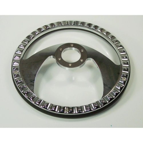 Steering Wheel, Billet 14 Diameter, 1 Dish Leather 6 Bolt